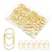 200Pcs Gold Paper Clips, 0.78 Inch Paperclips Metal Paper Clips Small Heart Shaped Paperclips for Office Crafts & Gifts Home Books Paperwork