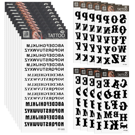 Realistic Temporary Tattoo Letters, Custom Name & Word Fake Tattoo for Finger, 4 Assorted Gothic Alphabet Letter Finger Tattoos for Women DIY Letters Stickers Waterproof Fake Tattoos Stickers Lasting