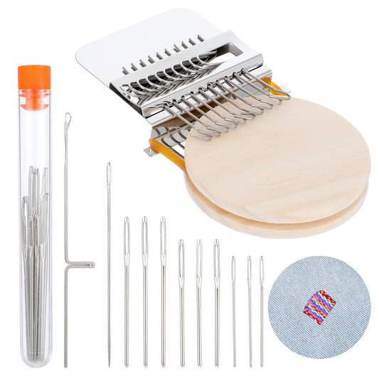 EupHHonycs Mini Loom Machine, Small Weaving Loom, Speedweve Darning Mini Loom Kits, Small Loom Speedweve Type Weave Tool, Wooden Speedweve Darning Loom Type Weave Tool for Mending Jeans Socks Clothes