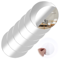 6Pack Acrylic Round Mirrors, 6 Inch Non Glass Round Mirror Plate Self Adhesive Mirror Stickers, Acrylic Mirror Plate Circle Mirror Trays for Wedding Table Center DIY Crafts Home Wall Candle Decor