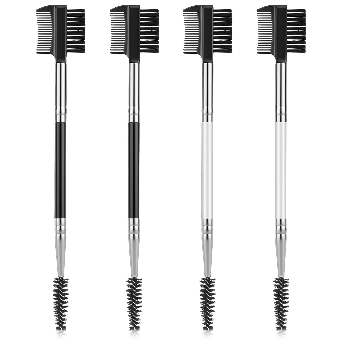 4 Pcs Eyebrow Brush and Comb 3 Head Eyebrow Combs, Eyelash Comb Brush Double Head Makeup Grooming Tool Cosmetic, Eyelash Shaper Spoolie Brushes for Women Separating Lash Shaping Brow