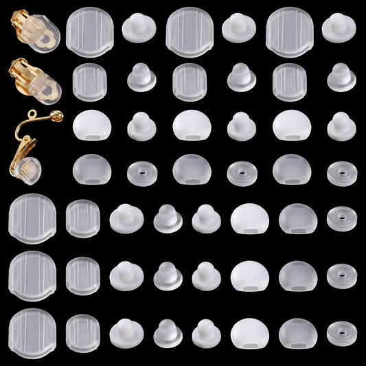 80Pcs Clip On Earring Pads-Comfort Cushions Clips Earring Pads Cushion Backs Clear Silicone Clip On Earrings Backs Clips Back Earrings Covers for Sports Slide On Rubbers, Clear White