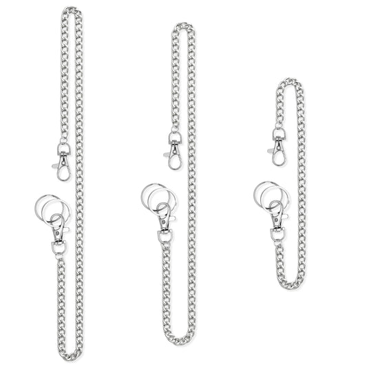 3pcs Wallet Chain Pocket Keychain Pants Chain Belt Metal Jeans Chain with Lobster Clasps and Keyring Keyholder Round Clasp Goth Keyring for Men Women Purse Handbag