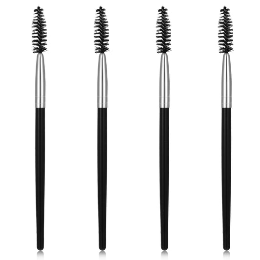 4 Pack Eyelash Brush Reusable Mascara Brush Wands Black Portable Eye Brushes Makeup Lash Spoolies Set for Eyelash Extension Makeup Lifting Eyebrow