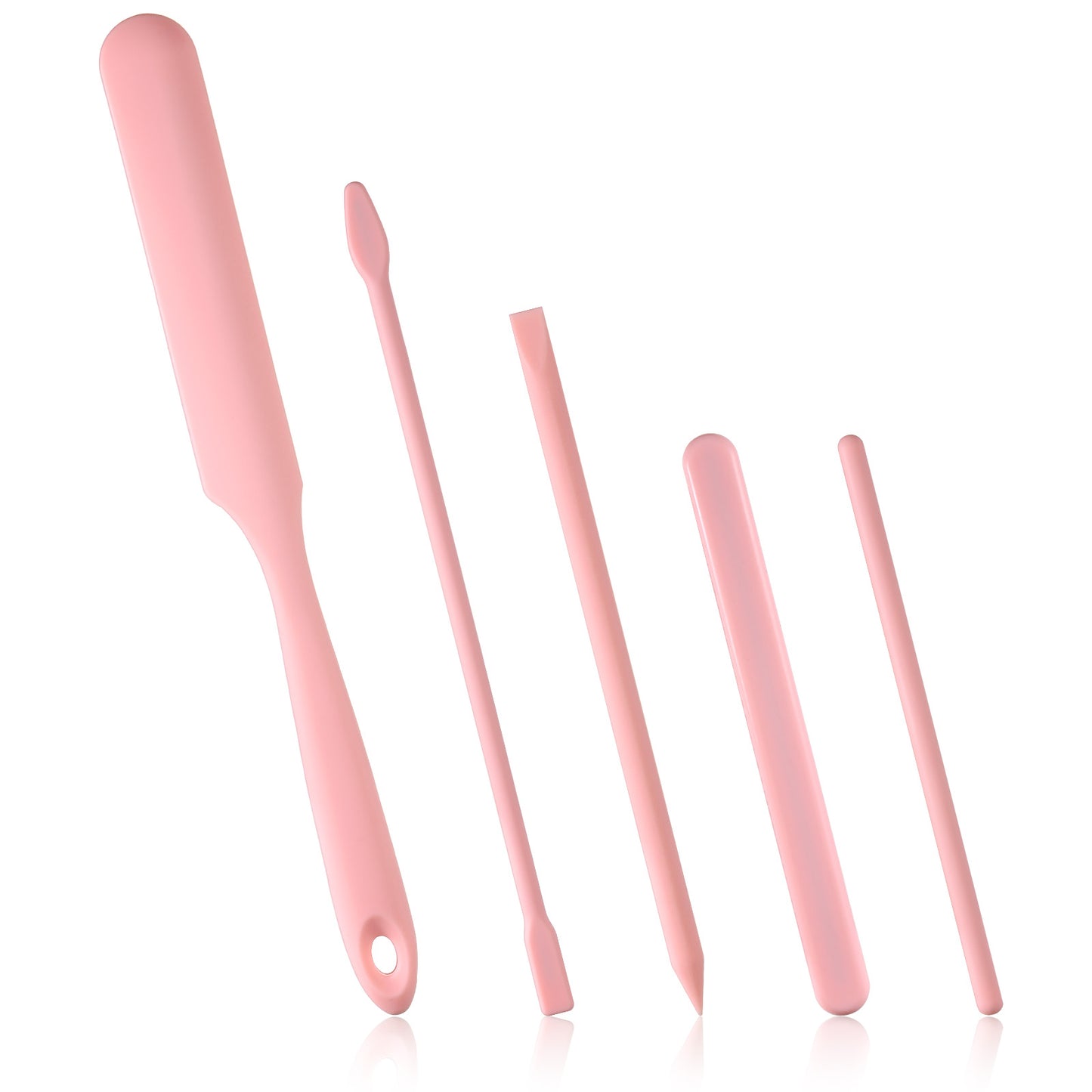 5 PCS Non-Stick Silicone Wax Stick, Hair Removal Waxing Spatulas Reusable Silicone Stir Sticks for Home Salon Body Use (Pink)