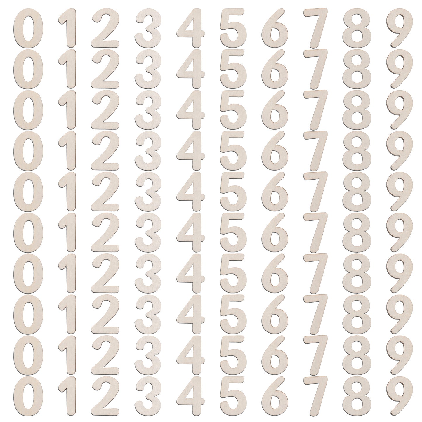 100 Pcs Wooden Numbers Mixed 0 to 9, 1 Inch