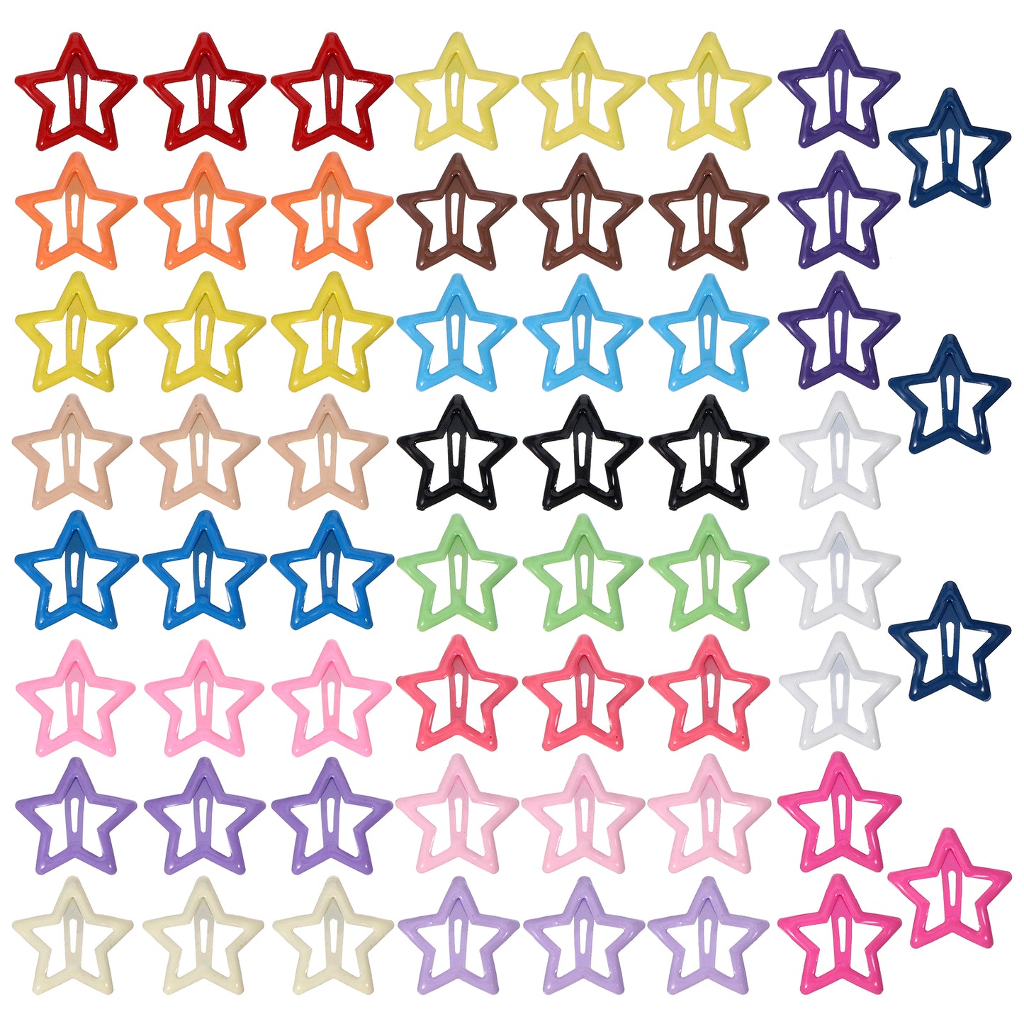 60PCS Star Hair Clips for Girls Non-slip Colorful Snap Kawaii Hairs Clips Hair Barrettes Metal Cute Hairpins Star Hairs Accessories for Women Girls