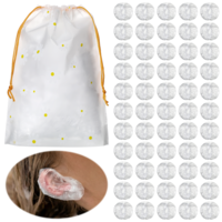 200 Pcs Ear Covers for Shower Disposable Ear Covers for Hair Dye Clear Plastic Ears Shower Caps with Soft Elastic, One Size for Adults, with Drawstring Storage Pouch for Neat, Travel-Ready Carry