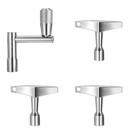 Drum Key 3 Pack Drum Keys for Tuning Drums, Universal Drums Tuning Keys with Continuous Standard Motion Speed Key, Standard 1/4" Socket, Multi Tool Chrome Plated Steel Tuners with Keyhole