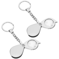 2 Pcs 20x Pocket Magnifying Glass, Rotating Jewelers Loupe Folding Small Magnifying Glasses Keychain Mini Portable Jewelry Magnifying Lens for Reading, Jewelry, Hobbies, Gems, Diamonds