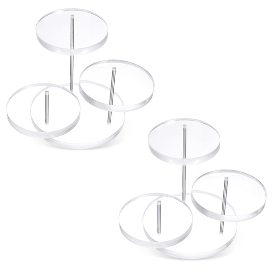InnoHHustle Round Acrylic Products Display Risers, 2 Pack Acrylic Risers Display Stands 3 Tier Acrylic Jewelry Display Stands Clear Acrylic Jewelry Stand Acrylic Trays for Display Rings Earrings Mini