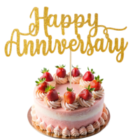 Glittery Happy Anniversary Cake Topper, Gold Glitter Fabulous Anniversary Cake Pick Cheers Happy Anniversarys Sign Cakes Company Anniversarys Party Decoration for Celebrating Wedding Party Decor