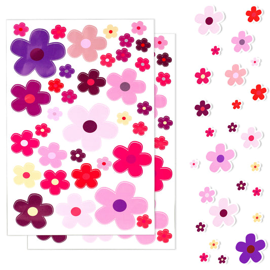 70pcs Flowers Car Stickers Set, Bike Stickers for Frame, Vinyl Car Decals, Waterproof Stickers for Car Bumper, Self Adhesive Bicycle Sticker for Window Journal Luggage Decoration (Multicolor)