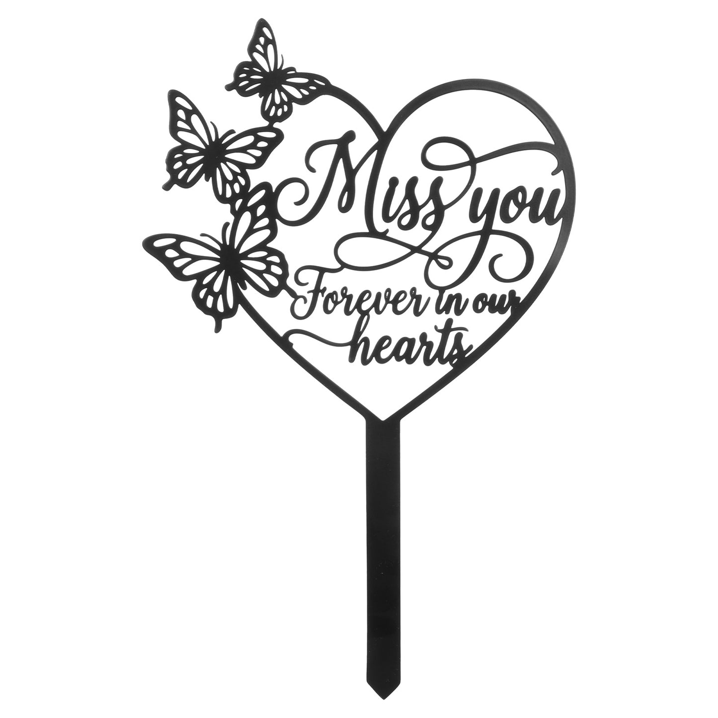 11 Inch Metal Memorial Plaque Stake, Butterfly Grave Stake Decoration Waterproof Memorial PlaqueStake for Mom Dad Cemetery Outdoors Yard Garden Lawn Decor (Hollow design)