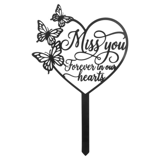11 Inch Metal Memorial Plaque Stake, Butterfly Grave Stake Decoration Waterproof Memorial PlaqueStake for Mom Dad Cemetery Outdoors Yard Garden Lawn Decor (Hollow design)