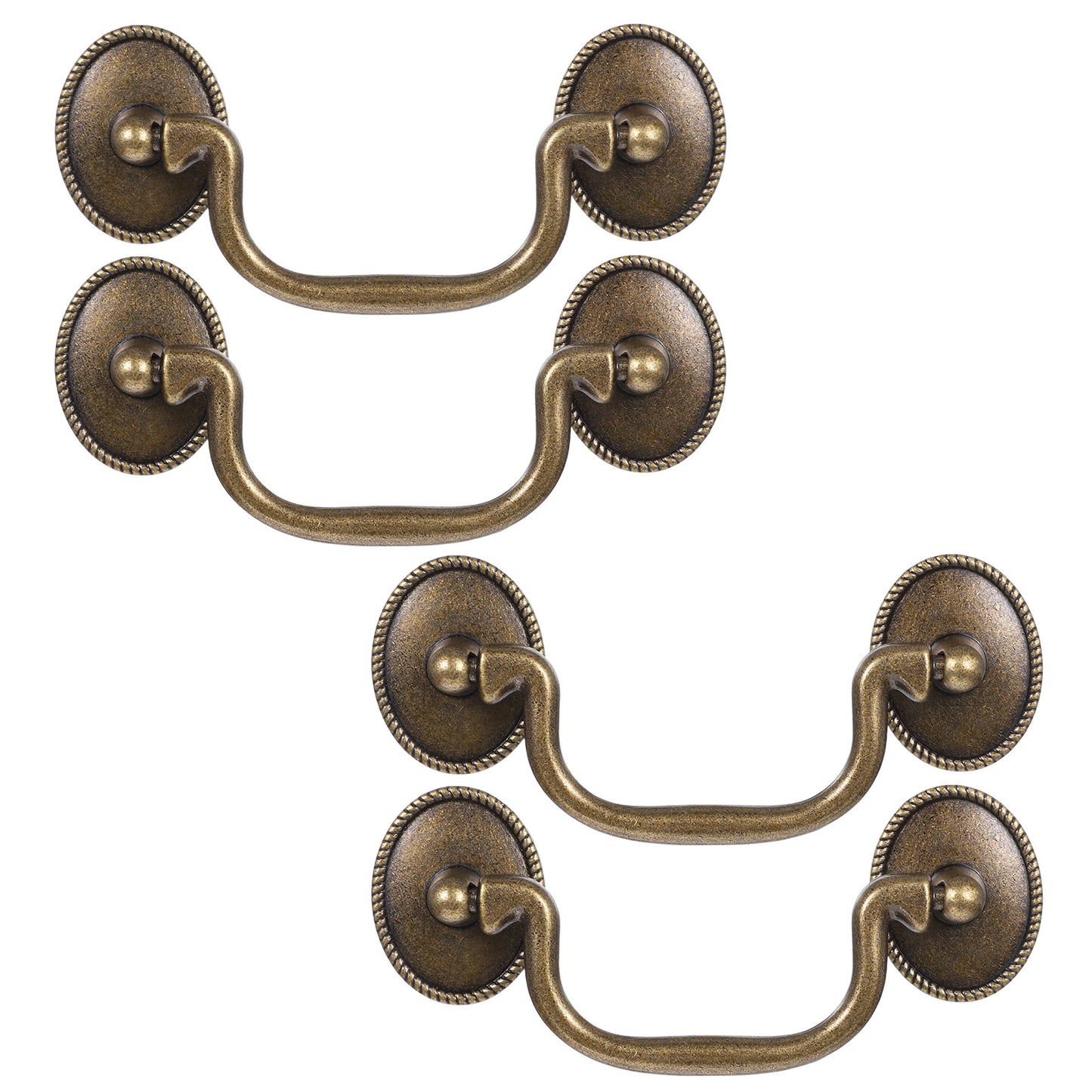 4 Pcs Drop Bail Handle Pulls Antique Bails Handle Drop Pulls Small Drawer Pull Handles Vintage Drops Bail Pull Handles for Closets Cabinet Furniture 3.3" Hole Center 4.5" Total Length with Screws