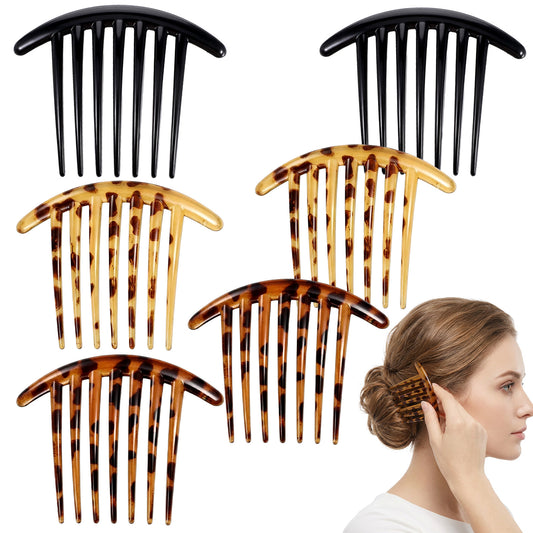 Plastic 7 Tooth Hair Combs for Women, 6Pcs Hair Combs Slides for Women and Girls French Twist Comb 3 Colors Hairs Comb for Bridal Wedding Veil Elegant Buns Hairpin Accessories