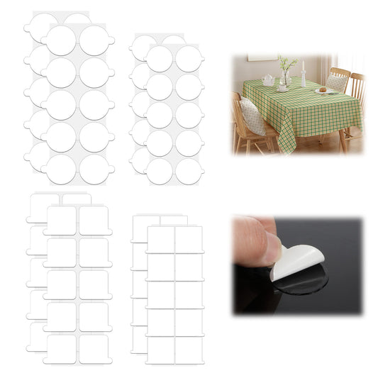 80PCS Clear Tablecloth Clips Durable Keep Tablecloth from Sliding, Double Sided Mounting Tape Table Cloth Holder Clips for Outdoor Events Wedding Christmas Party for Photo Mounting and DIY Projects