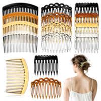 12 Pcs French Comb, Hair Side Comb Women Hair Comb Accessories Decorative Hair Combs Clips Veil Teeth Combs for Wedding, Dating (Brown, Light Brown, Black, Transparent)