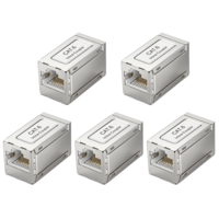 Zelphvt RJ45 Cat 6 Coupler, 5 Pack Inline Ethernet Coupler Cat6/Cat5e/Cat5 Ethernet Cable Extender Female to Female Silver