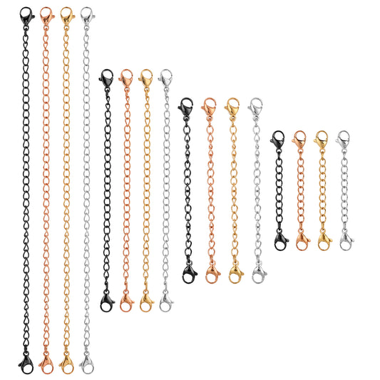 Jxiwfvl 16 PCS Extension for Necklace 4 Size Bracelet Extender Jewelry Extenders Necklace Chain, Layer Necklaces Clasp Extender Extension Chain for Jewelry Making Necklaces Bracelet Anklet for Women