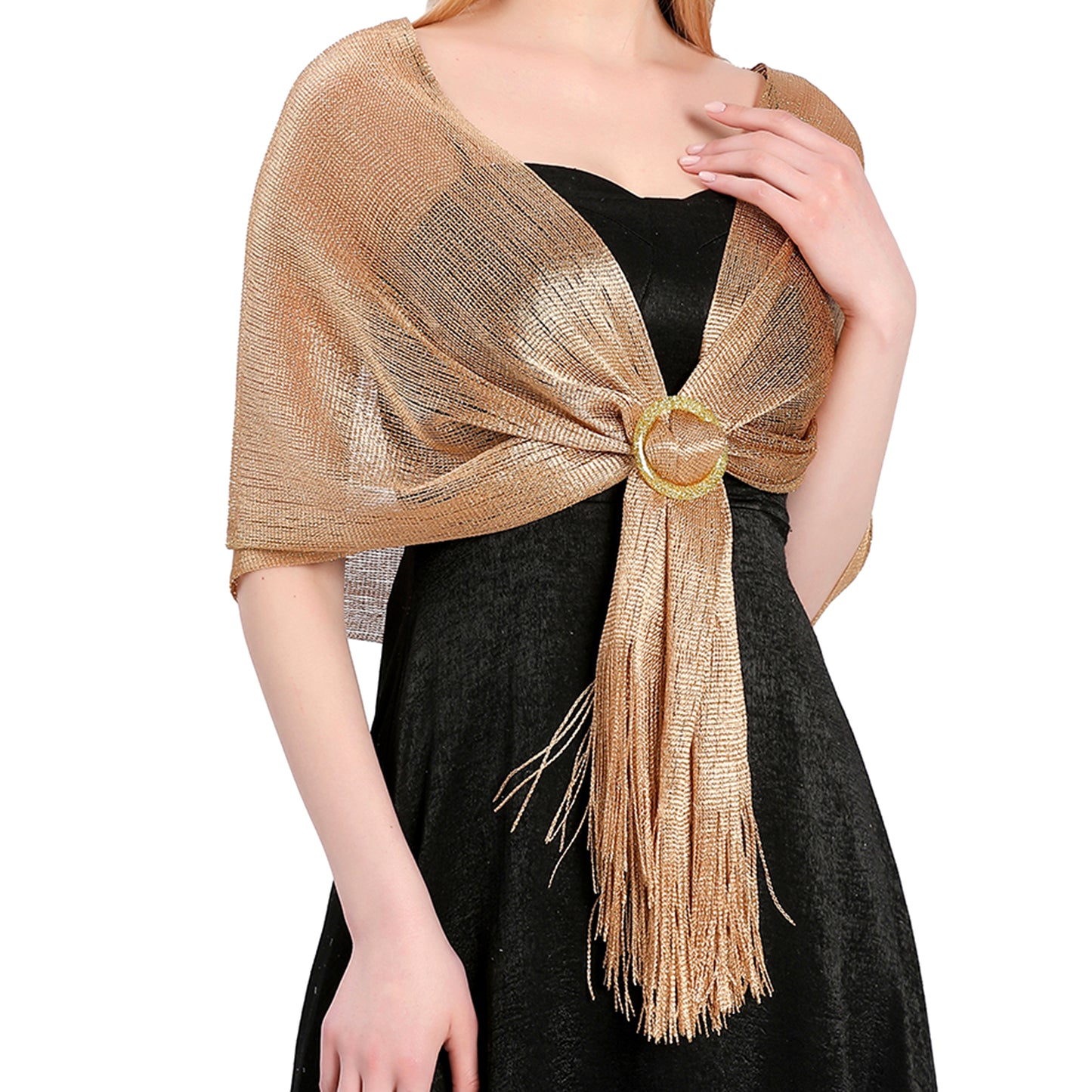 Trinkrittey Shawls and Wraps for Evening Dresses Sparkling Metallic Shawls and Wraps with Buckle Womens Shawls and Wraps Dressy Shawls and Wraps for Evening Dresses Party Wedding