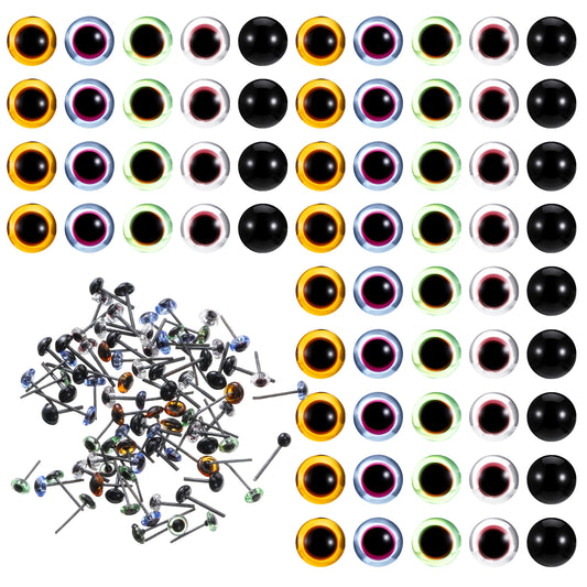 100 Pcs Glass Eyes Kits, Small Safety Eyes for Crocheting, Doll-Eyes, Glass-Eyes for Crafts, Stuffed Animal Eye, Mini Stuffed Crochet Eye for DIY Craft, Dolls, Sewing Crafts (5 Colors, 4mm)