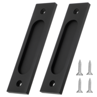 KALIONE Sliding Barn Door Closet Handles Pulls, 2 Pack Rectangular Recessed Sliding Door Pulls, Matte Black Pocket Doors Handles with Screws for Drawers, Cabinet, Sliding Barn Doors, 6Inch, Style 2