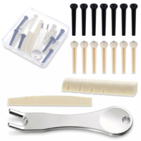 12 Pack Acoustic Guitar Bridge Pins Set with Guitar Saddle Nut, Metal Bridge Pin Puller Remover Tool and Acoustic Guitars Pegs Replacement Parts and Accessories for Guitars Maintenance (White + Black)