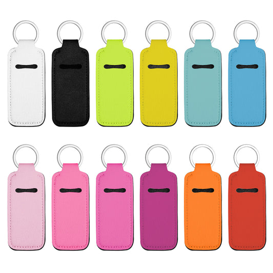 12 Pcs Key Chain Chapstick Holder Colorful Lip Gloss Holder Keychain Solid Lip Balm Holder Clip on Sleeve Pocket Keychain Holder for Lipstick Bag Accessories for Women,12 Colors