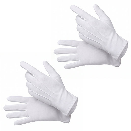 Twisina 2 Pairs White Gloves for Men and Women White Formal Glove for Wedding Formal Tuxedo Party, Coin Jewelry Inspection Gloves