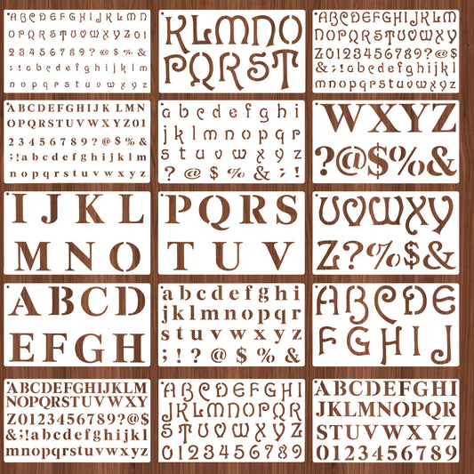 15 PCS Alphabet Letter Stencils for Painting, 1/3, 1/2, 3/4, 1, 2 Inch Plastic Number Stencils for Crafts Reusable, Art Projects, Home Decor