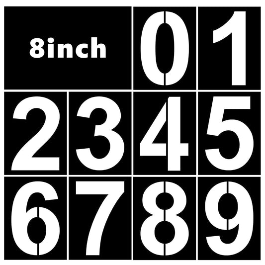 20cm (8”) Large Number Stencils, 10pcs Reusable Plastic Curb Address Number Stencils 0-9 Plastic Address Numbers Stencil Templates for Painting DIY Art Projects Decoration