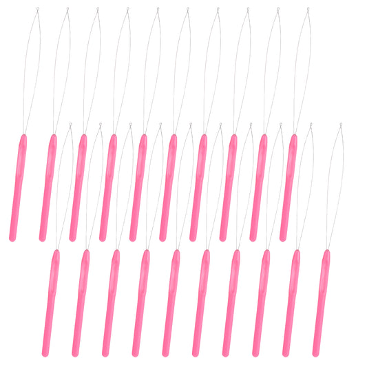 20 Pcs Hair Extension Threading Tool, Hair Pull Through Tool Loop Needle, Crochet Hairs Beading Device Tools for Hairextensions DIY Hook Tools