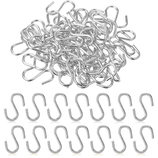 Zelphvt 60Pcs 1 Inch Mini S Hooks for Hanging Silver Ornament Hooks Hanger Metal Mini S Hooks for Jewelry, Necklaces, Plants, Lights, Potted Plants, Keychain