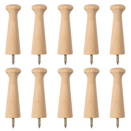 10 PCS Wooden Shaker Peg Screw Wooden Pegs 9.2 cm Unfinished Wood Shaker Racks for Hanging Clothes Hats Towel Paint DIY(Wood Color)
