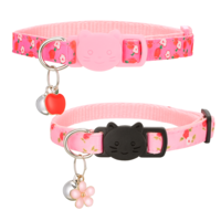2 Pcs Safety Adjustable Cat Collars, Cotton Breakaway Cat Collar Set Apple and Flower Shaped Pendant Kitten Collar Cute Cats Collars with Bell Quick Release with Removeable Bell