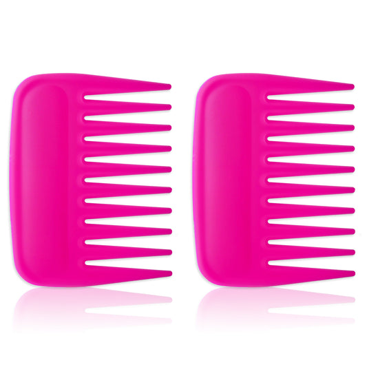 Hair Detangling Comb, 2 Pieces Mini Palm Combs Small Anti Static Wide Tooth Combs Professional Streaker Brush Pocket Travel HairStyling Comb for Men Women Thick Curly Wavy Wig Hair, Pink