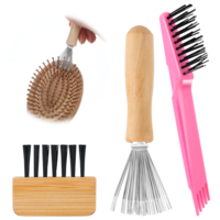 3 Pieces Hairbrush Cleaning Tool, Hairbrush Cleaner Mini Comb Cleaner Rake with Wooden Handle Rake Removing Tangled Hairs for Home and Salon Use