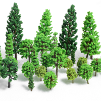 32 Pcs Model Trees 0.7 to 4.45 Inch Mixed Miniature Trees Train Scenery Diorama Tree Railroad Architecture Fake Tree for DIY Crafts, Building Model, Scenery Landscape, Natural Green