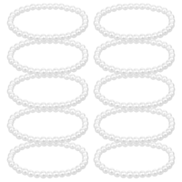 SynHHergyx 10 Pcs Pearl Bracelets, Faux White Pearl Bracelets for Women Beaded Stretch Strand Elastic Stackable Pearls Bracelet Set for Bridal Party Gift Wedding Bridesmaid Daily Wear