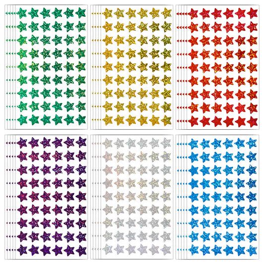 3240PCS Holographic Small Star Stickers for Kids Reward, Small Foil Stars Sticker Mini Incentive Stars Sticker for Behavior Chart School Reward Crafts Decoration, 0.6" Diameter (6 Color)