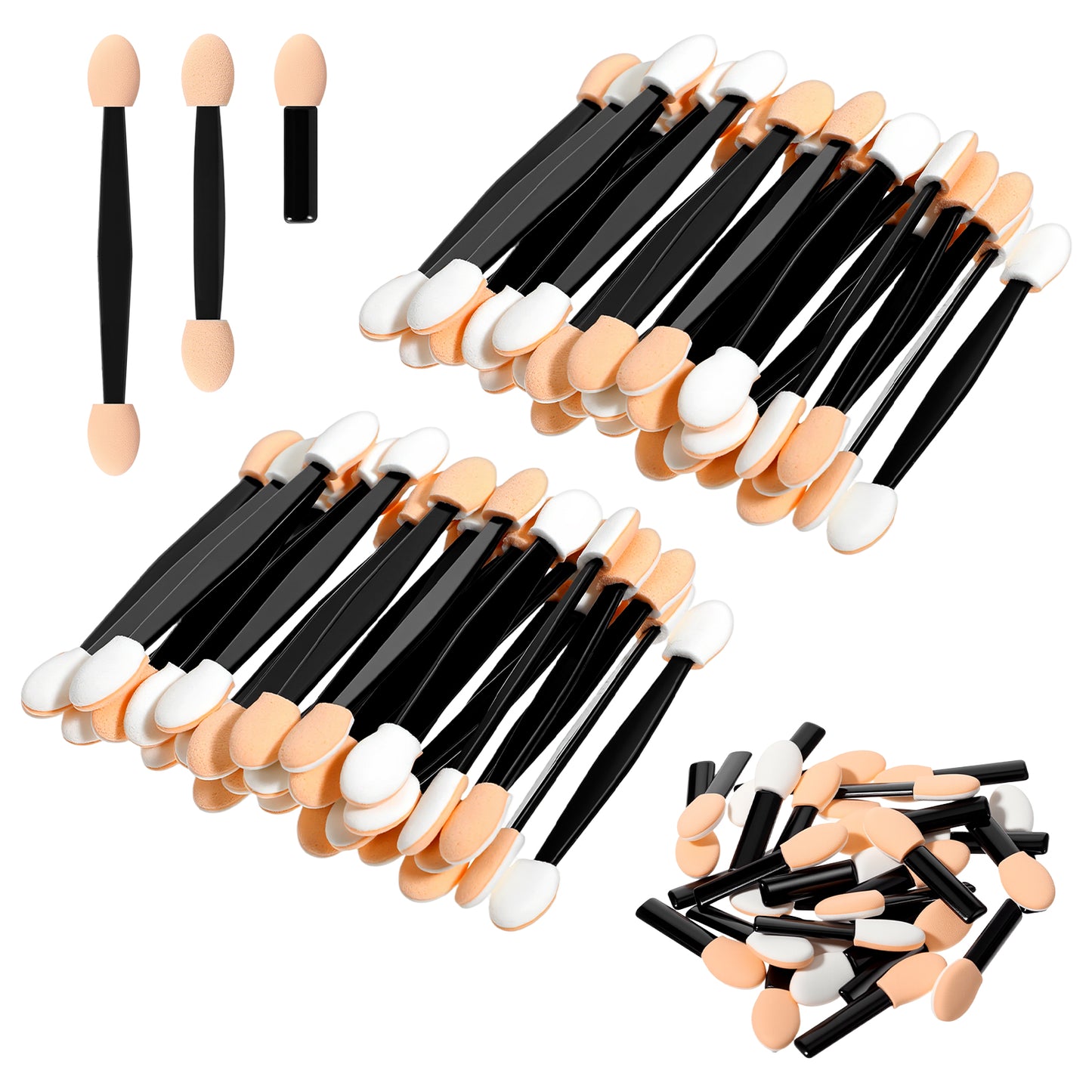 60 PCS Eyeshadow Applicators Double Sided 3 Size Disposable Eyeshadow Applicator Eye Shadow Applicator Sticks for Women (Black)