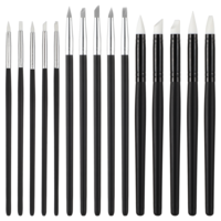 15Pcs Sculpting Tools Silicone Paint Brush 5 Shapes Head Silicone Brushes for Crafts Rubber Paint Pens Flexible Clay Carving Tools for Handicraft Pottery Handicraft Nail Artwork Acrylic Paints (Black)