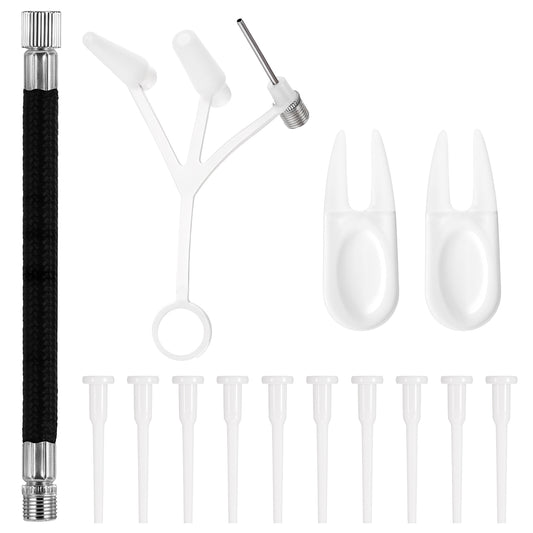 16-Piece Exercise Ball Plug Replacement Kit Exercise Ball Pump Yoga Ball Pump Air Stopper Plug Pin Adapter Kit with Needle for Volleyball Soccer Basketball Fitness Exercise Ball Inflatable Bed