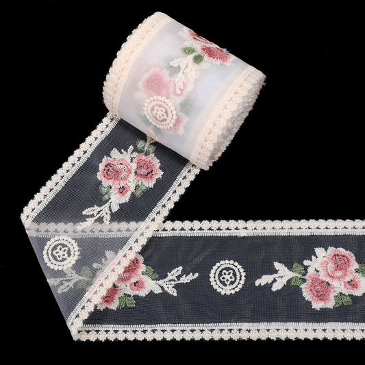 10 Yards Lace Trim Ribbon Beige Embroidery Lace Ribbons Vintage Laces Trim Crochet Laces Trims for Wedding Bridal Decoration DIY Craft Sewing Home Decoration
