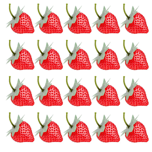 20 Pcs Fake Strawberries, Strawberry Decor Artificial Strawberries Simulation Fruit Plastic Strawberry Party Decorations Lifelike Fruit Basket Decoration for Home Kitchen, Display Photography Props