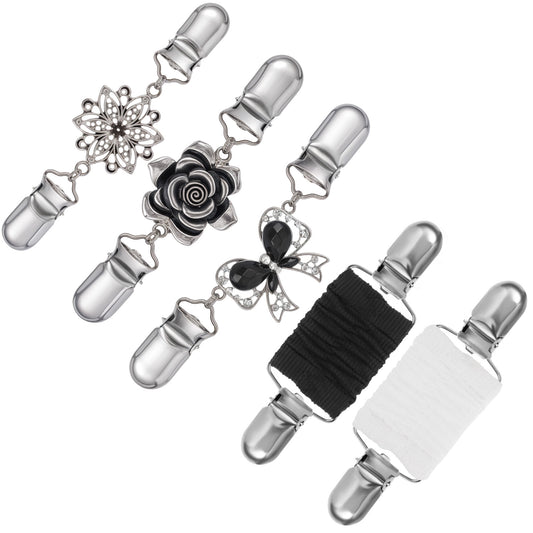 Dress Clips Back Cinch, 5Pcs Vintage Waist Clip Metal Dress Cinch Clip Sweater Clips Shirt Cincher for Women Clothing