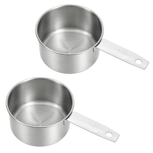2 Pcs 1 Cup Stainless Steel Measuring Cup, Metal Measuring Cups (250ml, 8oz) Kitchen Gadgets Measure Scoop Dog Food Scoop for Wet and Dry Ingredients, Cooking, Baking, Dishwasher Safe