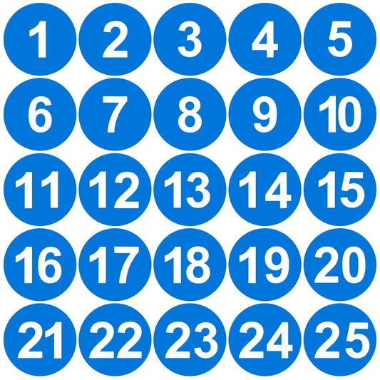 30 Sheet 1-25 Consecutive Number Stickers Vinyl Number Stickers Labels 1 Inch Self-Adhesive Number Labels Small Round Removable Numbered Label for Inventory Storage